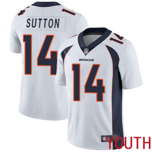 Youth Denver Broncos #14 Courtland Sutton White Vapor Untouchable Limited Player Football NFL Jersey->youth nfl jersey->Youth Jersey